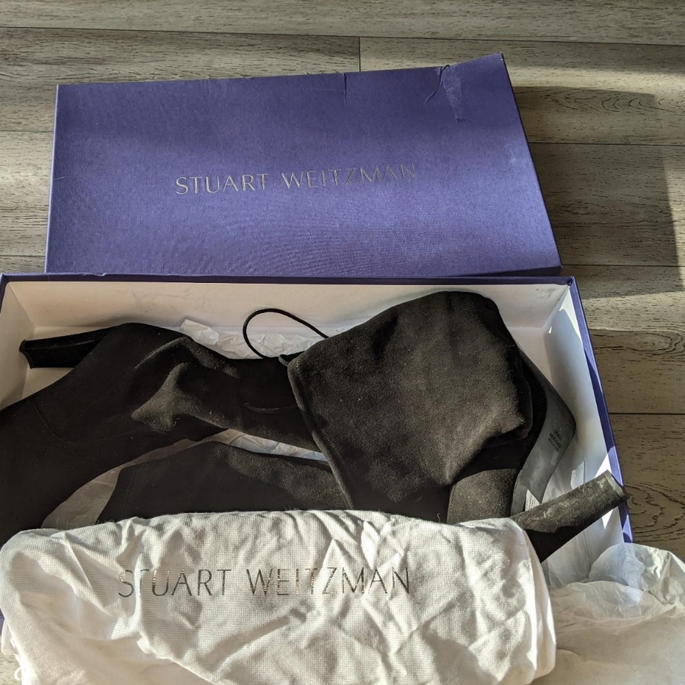 STUART WEITZMAN  Black Suede Highland Over the Knee Thigh Boot Size 10 Medium